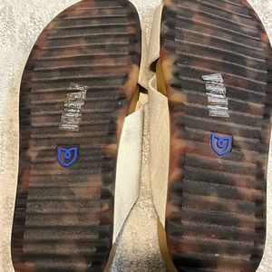 Rothy’s slide sandals. Canvas color.